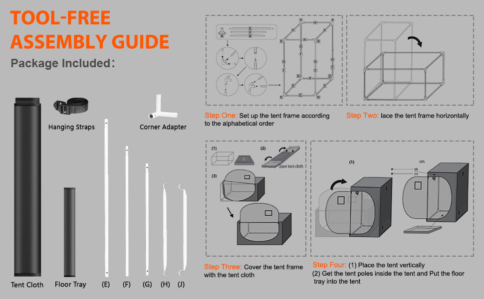 Spider Farmer SF150X150X200CM Grow Tent Reflective Mylar 1680D Oxford Cloth for Plants Indoor Home Box Hydroponics