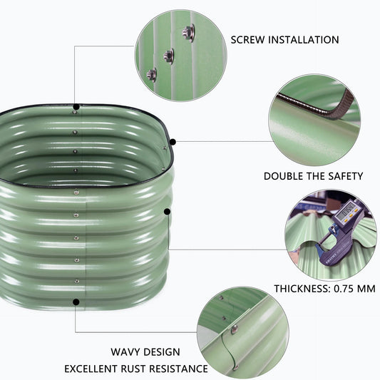 Modular Corrugated Stainless Steel Durable Powder Coated Modern Raised Garden Bed Flower Pot Outdoor Planter Eco-friendly Home