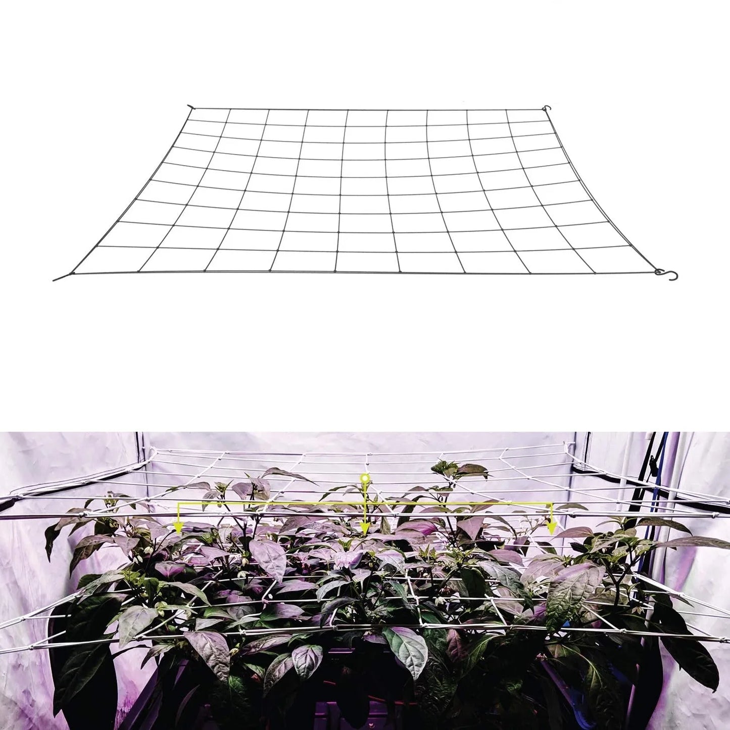 4'' Mesh Trellis Netting for Grow Tents Plant Support Elastic ScrOG/ LST/ HST Net with Hooks Grow Box Kit Low Stress Training