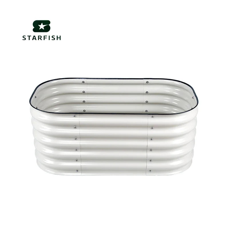 High Quality Extra Tall Oval Raised Garden Bed Large Outdoor Galvanized Vegetable Planter Powder Coating Finish for Floor Usage