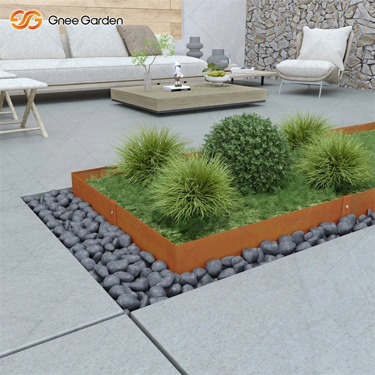 6 Inch Weathering Rust Corten Steel Garden Bed Edging 180 Degree Top Bend 6 Pieces Sturdy Border for Lawns
