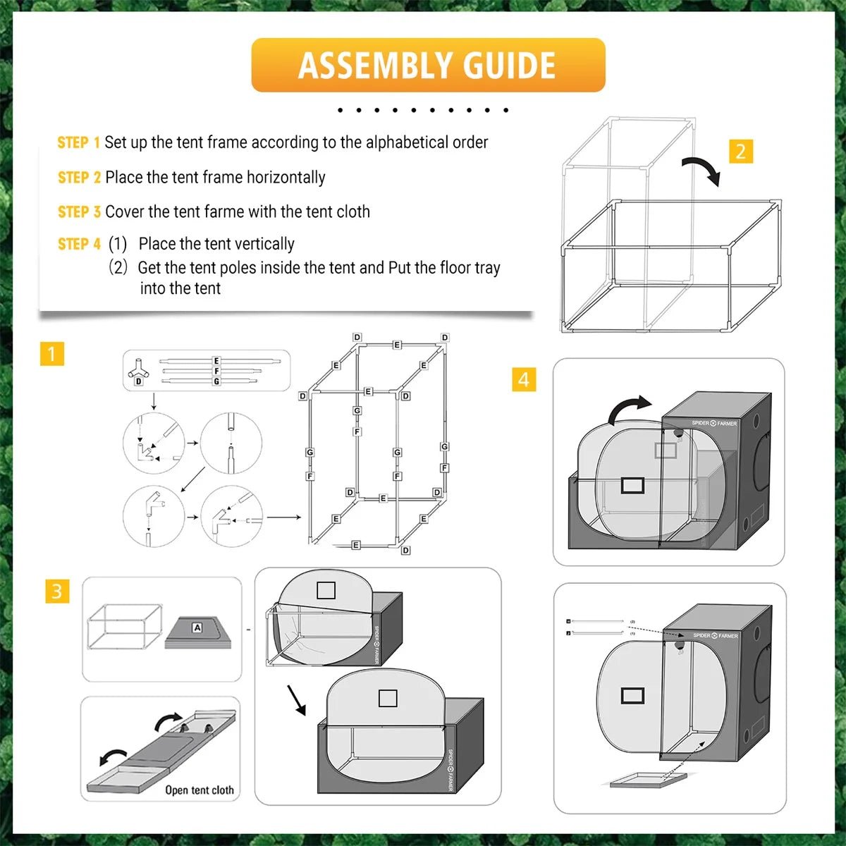 Spider Farmer SF150X150X200CM Grow Tent Reflective Mylar 1680D Oxford Cloth for Plants Indoor Home Box Hydroponics