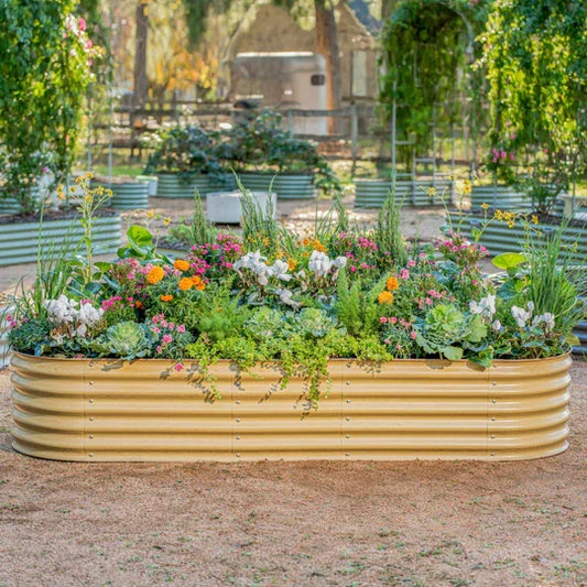 High Quality Extra Tall Oval Raised Garden Bed Large Outdoor Galvanized Vegetable Planter Powder Coating Finish for Floor Usage