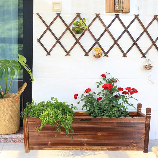 Wood Planter Box Outdoor Raised Garden Planter Bed for Flowers Vegetables