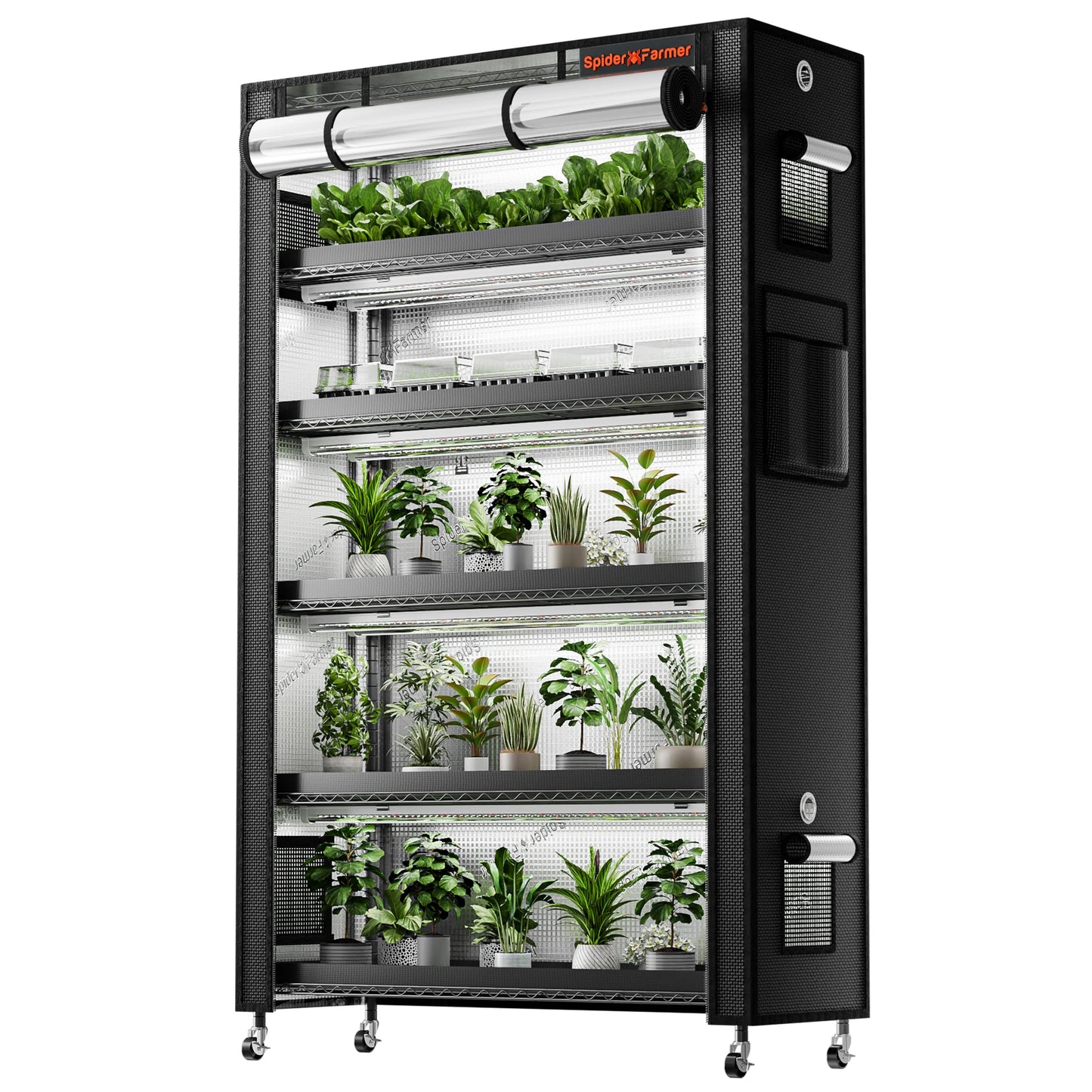 Spider Farmer 2025 New Plantstand230 Growshelves LED Grow Light 6-Layer W/Metal Plant Stand Trays for Indoor Veg Flower Plants