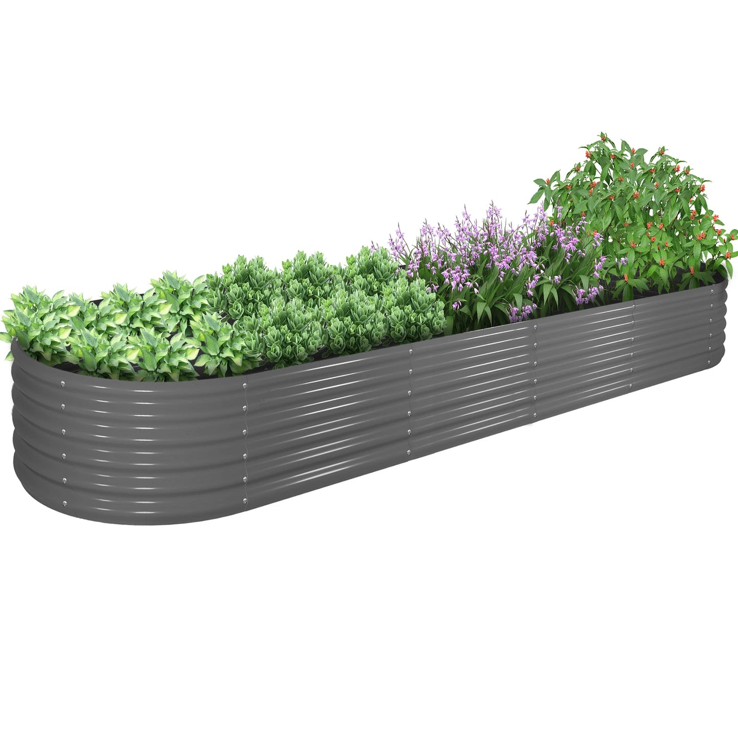 12X3X1.5 ft Galvanized Raised Garden Beds Outdoor, Oval Extra Large Planter Box for Vegetables Flowers, Anti-Rust & Easy-Setup