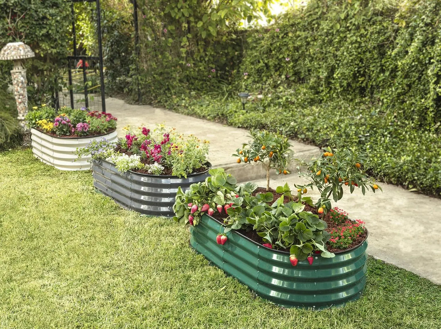 Galvanized Raised Garden Beds Outdoor // 4×2×1 ft (2-Pack) Planter Raised Beds for Gardening, Vegetables, Flowers // Large Metal