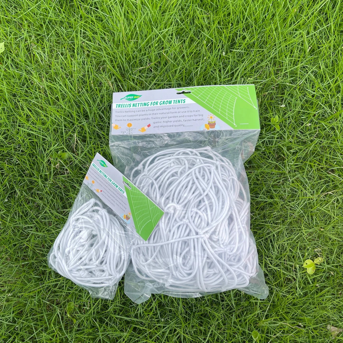 4'' Mesh Trellis Netting for Grow Tents Plant Support Elastic ScrOG/ LST/ HST Net with Hooks Grow Box Kit Low Stress Training