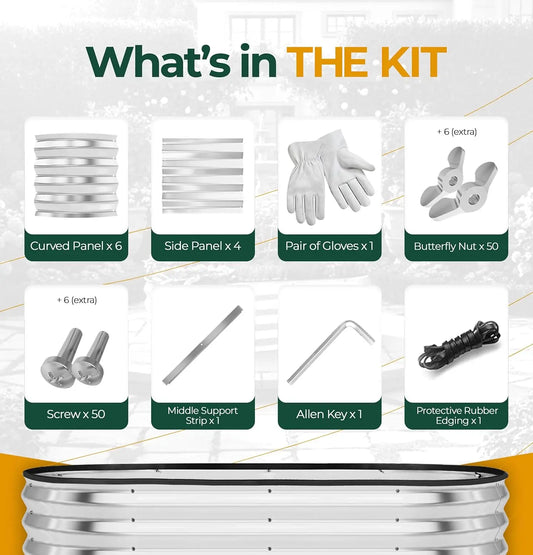 Galvanized Raised Garden Bed Kit 4x2x1ft, Easy Assembly Metal Planter Box for Vegetables Fruits Flowers - Silver