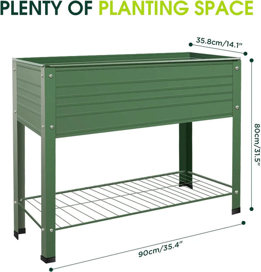 2-Pack Raised Garden Beds - Galvanized Steel Planter Boxes, 400 lb Capacity, 5 Drainage Holes & 2 Flow Channels, Elevate