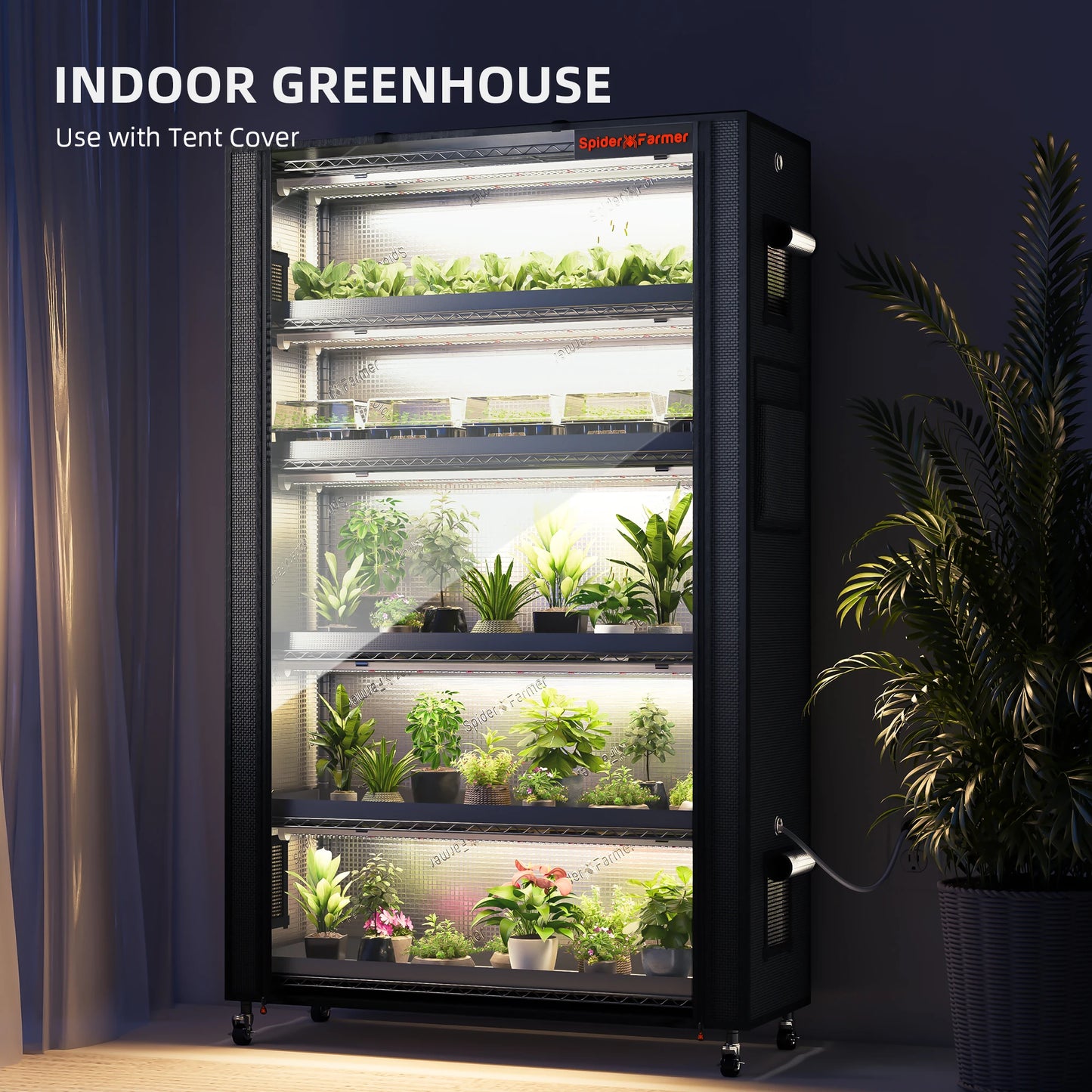 Spider Farmer 2025 New Plantstand230 Growshelves LED Grow Light 6-Layer W/Metal Plant Stand Trays for Indoor Veg Flower Plants
