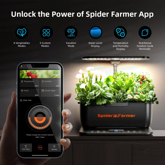 Spider Farmer 2025 New Smart G12 Hydroponics Growing System for Indoor Seedling Veg Bloom Flower Plants Hydroponics