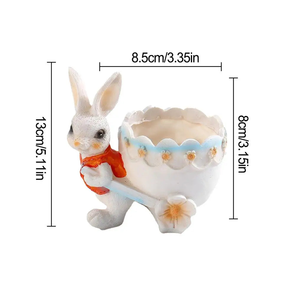 Cute Cartoon Rabbit Plant Pot Easter Decorative FlowerPot Mini Resin Rabbit Planter Cactus Succulent Container Home Garden Decor