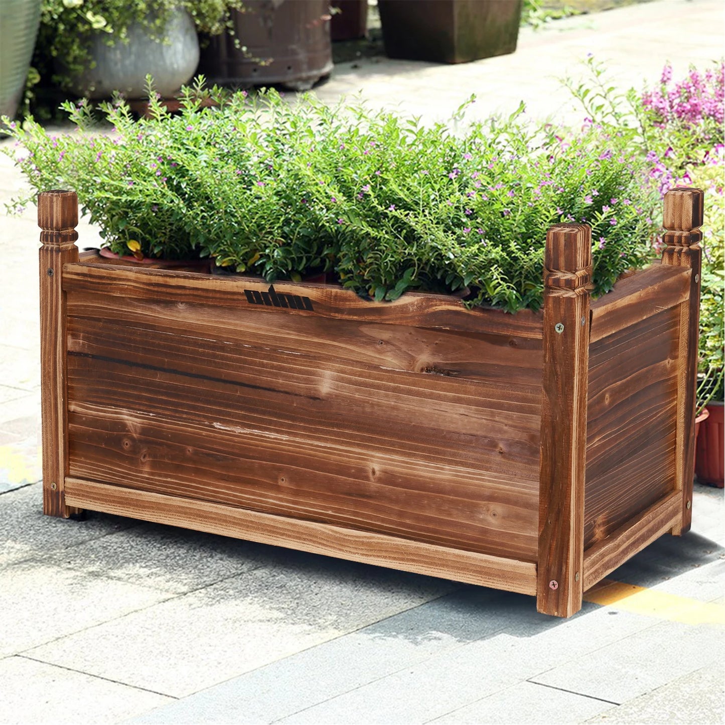 Raised Garden Bed Flower or Vegetable Planter Window Mounted Plant Box for Garden, Yard Wood Box for Planting