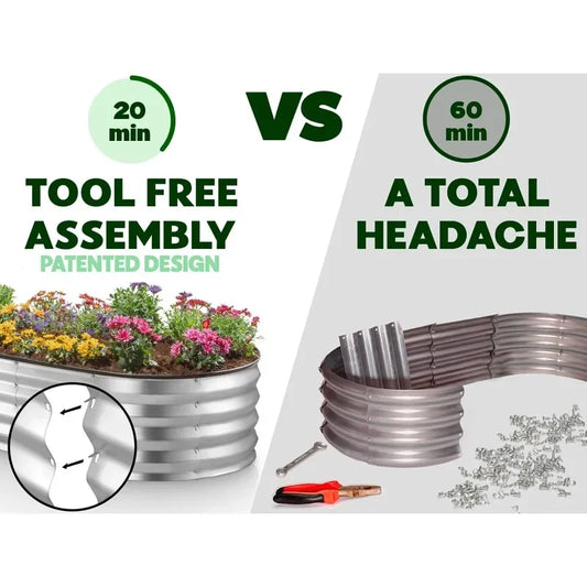 Galvanized Raised Garden Beds Outdoor // 4×2×1 ft Planter Raised Beds for Gardening, Vegetables, Flowers // Large Metal Gard