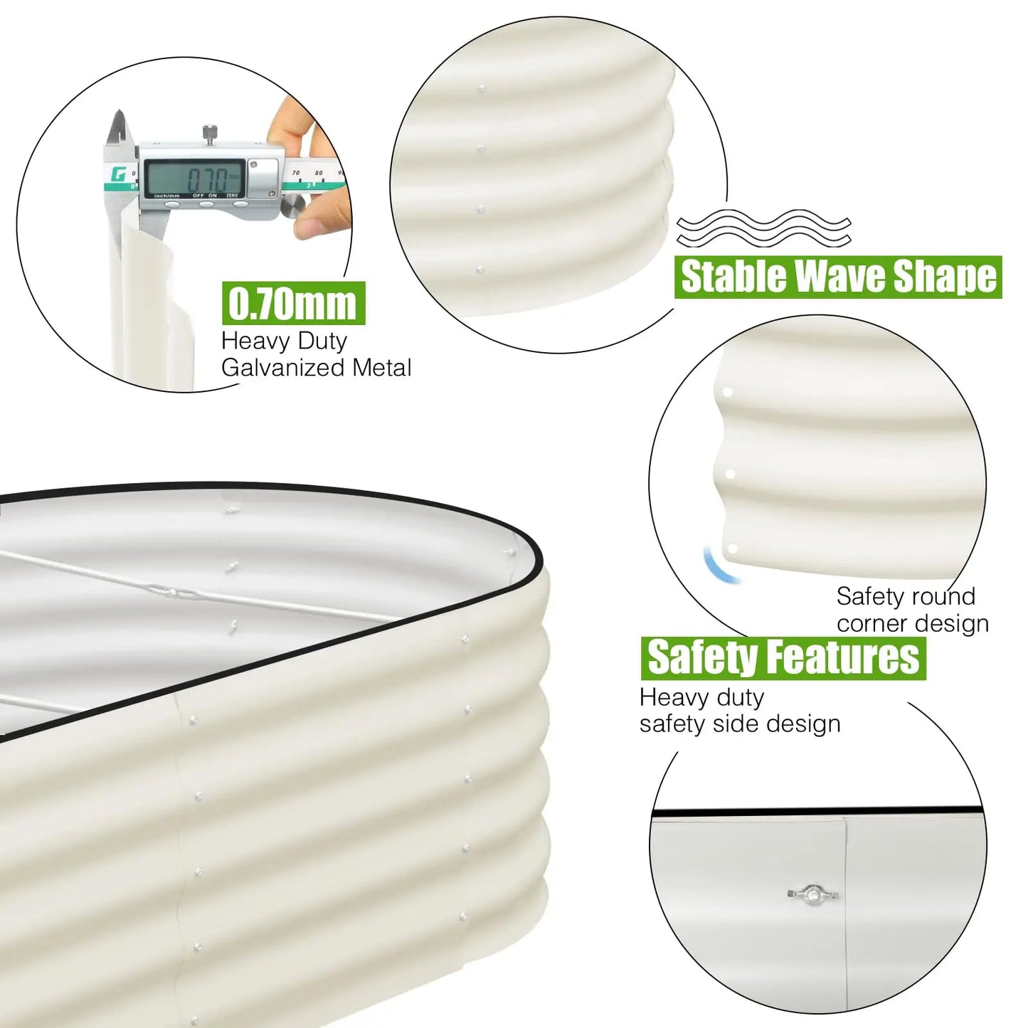 2PCS 4×2×1FT Galvanized Oval Raised Garden Bed,  Flowers, Easy Assembly Outdoor Gardening Elevated Flower Box (No Bottom)