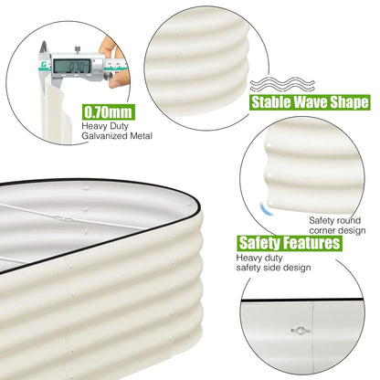2PCS 4×2×1FT Galvanized Oval Raised Garden Bed,  Flowers, Easy Assembly Outdoor Gardening Elevated Flower Box (No Bottom)