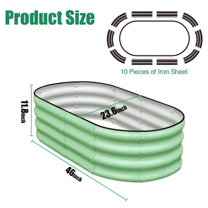 2PCS 4×2×1FT Galvanized Oval Raised Garden Bed,  Flowers, Easy Assembly Outdoor Gardening Elevated Flower Box (No Bottom)
