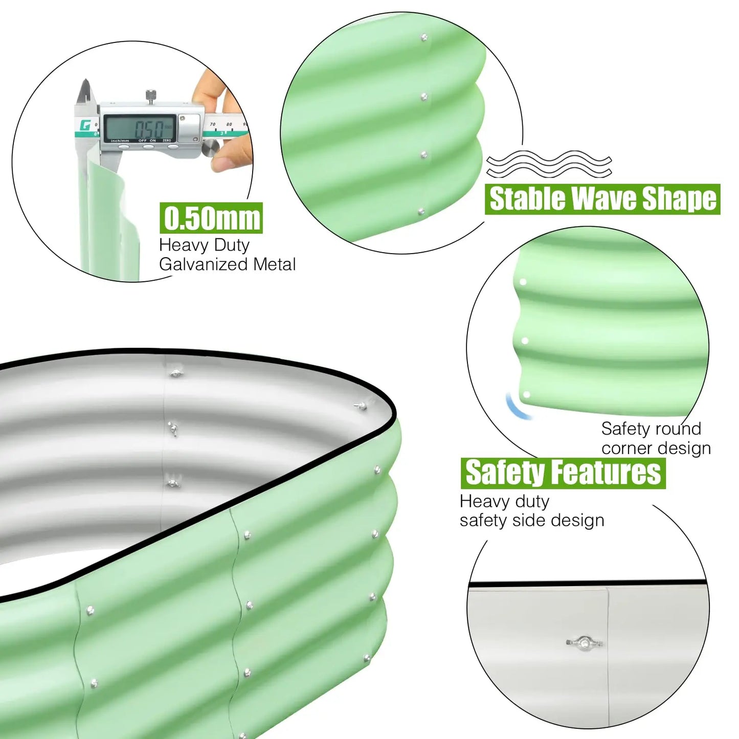 2PCS 4×2×1FT Galvanized Oval Raised Garden Bed,  Flowers, Easy Assembly Outdoor Gardening Elevated Flower Box (No Bottom)
