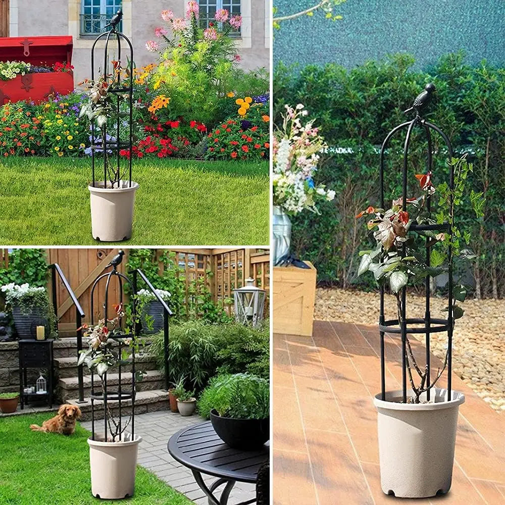 6ft Garden Obelisk Trellis for Climbing Plants-Rustproof Metal Pipe with Heavy Duty Plastic Coated, Garden Outdoor Indoor Potted