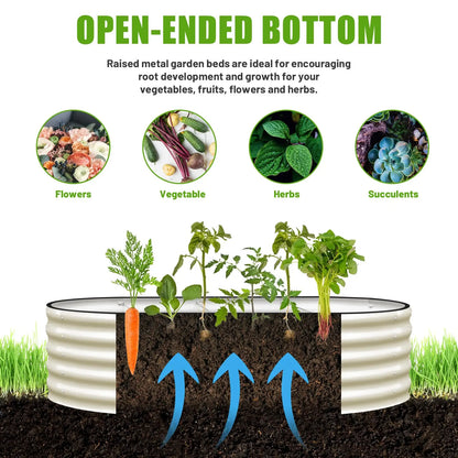 2PCS 4×2×1FT Galvanized Oval Raised Garden Bed,  Flowers, Easy Assembly Outdoor Gardening Elevated Flower Box (No Bottom)