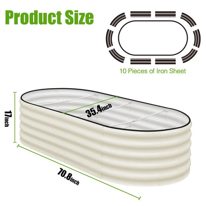 2PCS 4×2×1FT Galvanized Oval Raised Garden Bed,  Flowers, Easy Assembly Outdoor Gardening Elevated Flower Box (No Bottom)