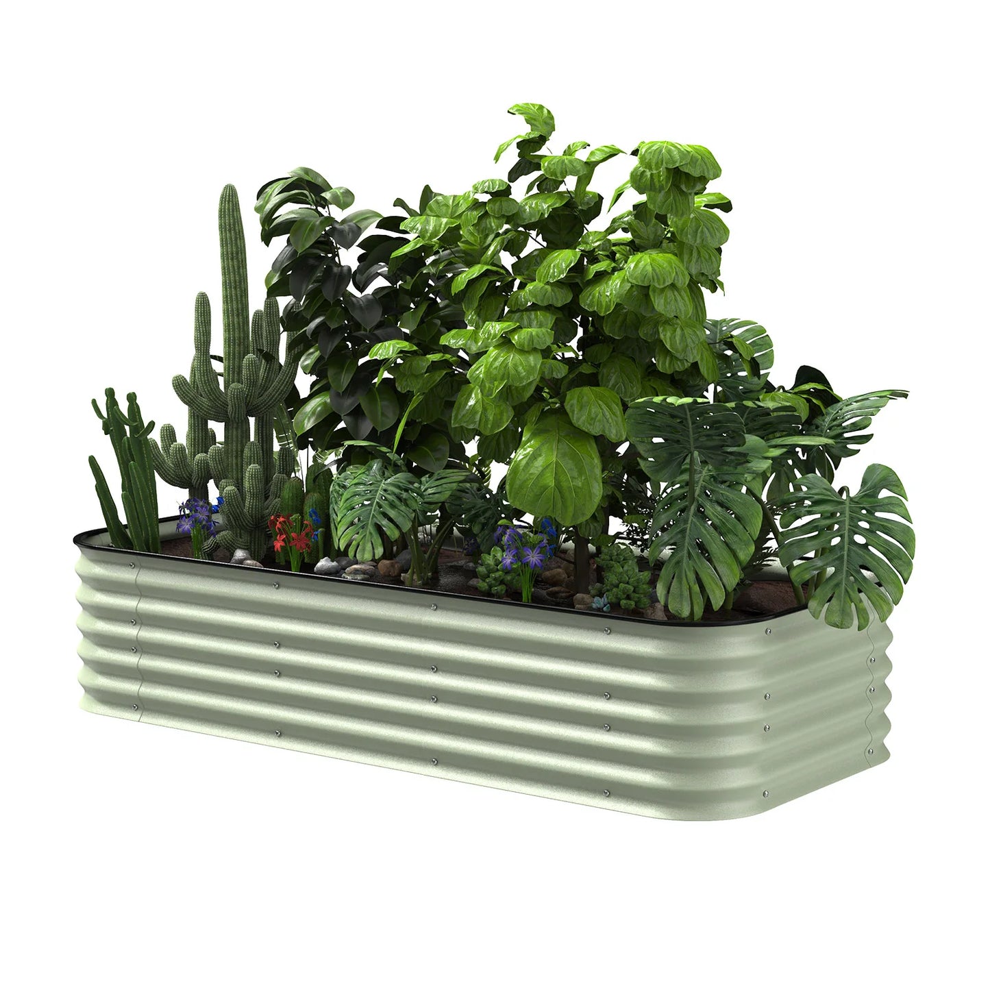 High Quality Extra Tall Oval Raised Garden Bed Large Outdoor Galvanized Vegetable Planter Powder Coating Finish for Floor Usage