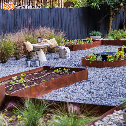 6 Inch Weathering Rust Corten Steel Garden Bed Edging 180 Degree Top Bend 6 Pieces Sturdy Border for Lawns