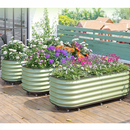 Modular Corrugated Stainless Steel Durable Powder Coated Modern Raised Garden Bed Flower Pot Outdoor Planter Eco-friendly Home