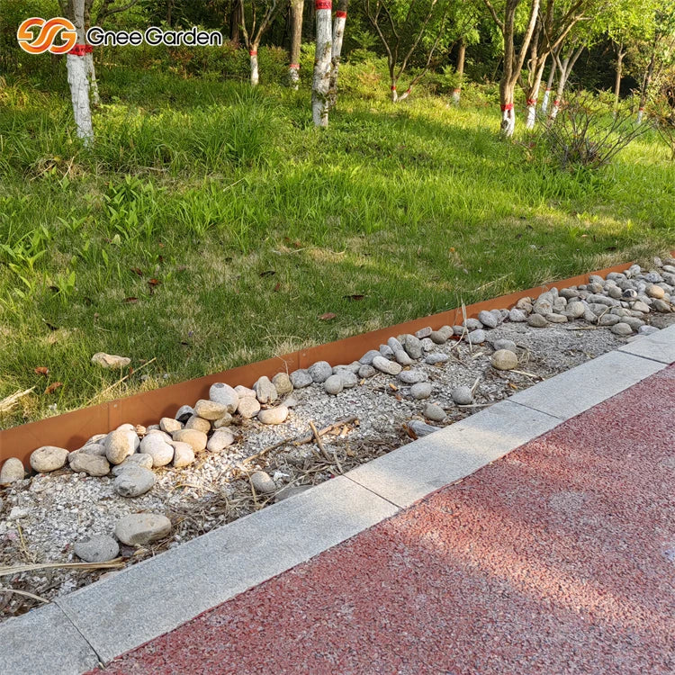 6 Inch Weathering Rust Corten Steel Garden Bed Edging 180 Degree Top Bend 6 Pieces Sturdy Border for Lawns