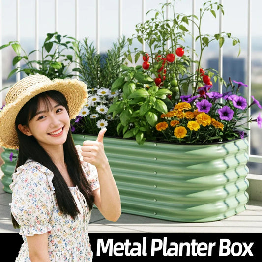 17" Tall Galvanized Steel Eco-Friendly Durable Outdoor Raised Garden Bed Easy Installation Powder-Coated Growing Flowers Herbs