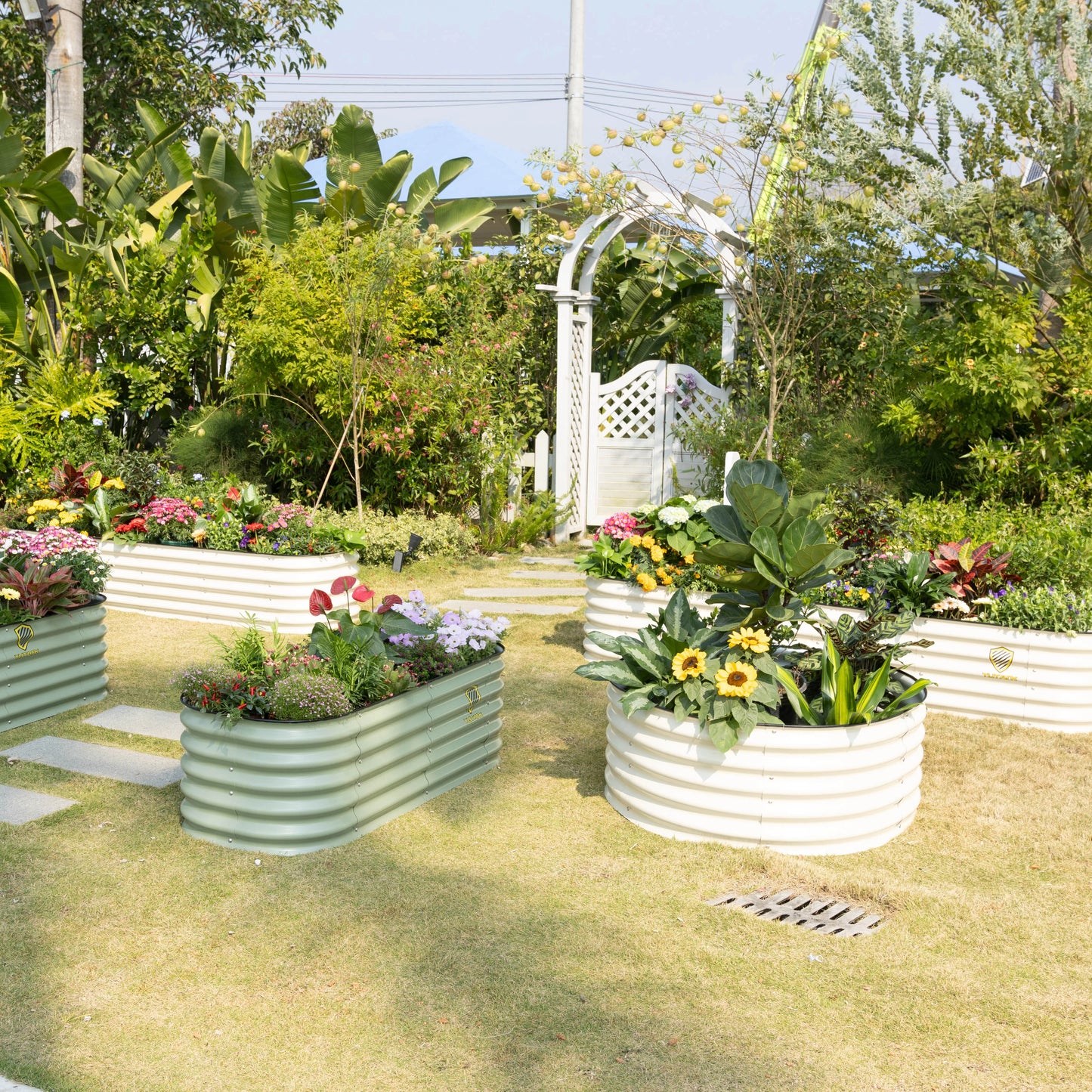 17" Tall Galvanized Steel Eco-Friendly Durable Outdoor Raised Garden Bed Easy Installation Powder-Coated Growing Flowers Herbs