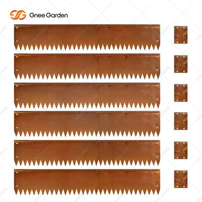 6 Inch Weathering Rust Corten Steel Garden Bed Edging 180 Degree Top Bend 6 Pieces Sturdy Border for Lawns