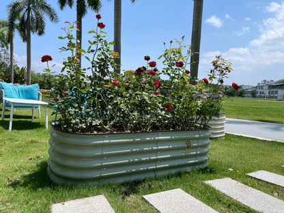 17" Tall Galvanized Steel Eco-Friendly Durable Outdoor Raised Garden Bed Easy Installation Powder-Coated Growing Flowers Herbs