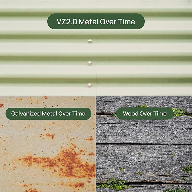 17" Tall Galvanized Steel Eco-Friendly Durable Outdoor Raised Garden Bed Easy Installation Powder-Coated Growing Flowers Herbs