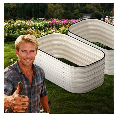 17" Tall Galvanized Steel Eco-Friendly Durable Outdoor Raised Garden Bed Easy Installation Powder-Coated Growing Flowers Herbs