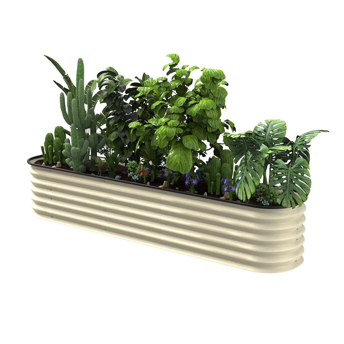80cm Tall Large Galvanized Steel DIY Garden Pots Finely Worked Planter Use for Backyard Vegetable Fruit Flower Garden