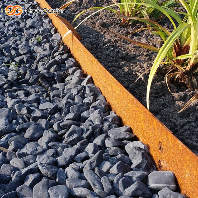6 Inch Weathering Rust Corten Steel Garden Bed Edging 180 Degree Top Bend 6 Pieces Sturdy Border for Lawns