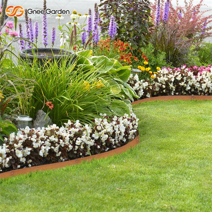 6 Inch Weathering Rust Corten Steel Garden Bed Edging 180 Degree Top Bend 6 Pieces Sturdy Border for Lawns