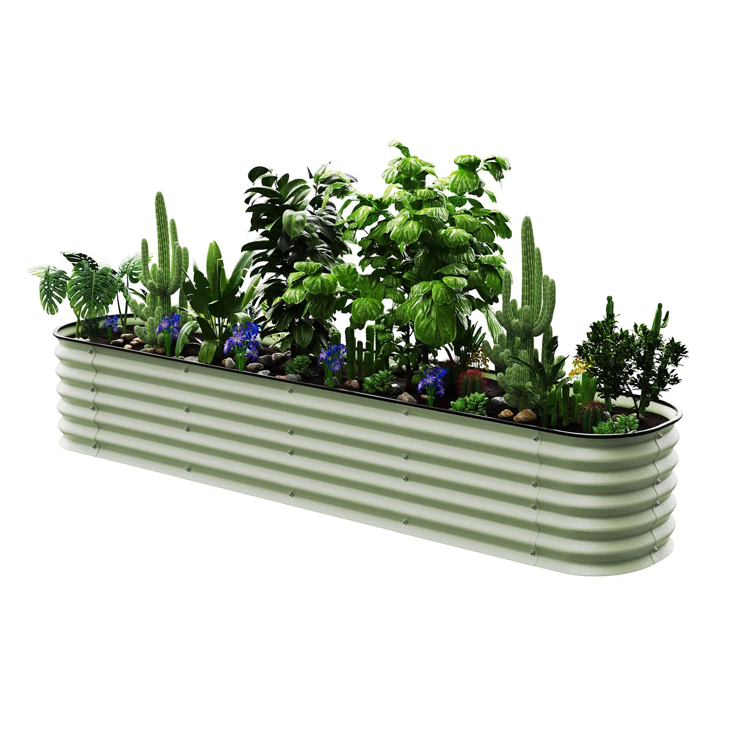 80cm Tall Large Galvanized Steel DIY Garden Pots Finely Worked Planter Use for Backyard Vegetable Fruit Flower Garden