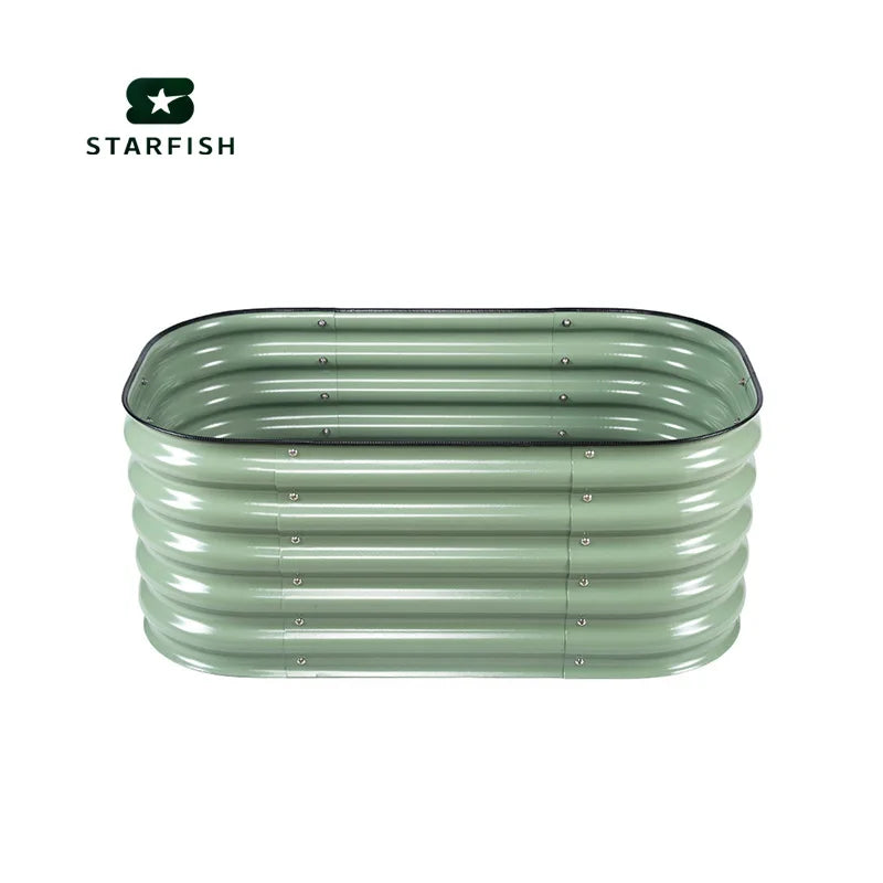 High Quality Extra Tall Oval Raised Garden Bed Large Outdoor Galvanized Vegetable Planter Powder Coating Finish for Floor Usage