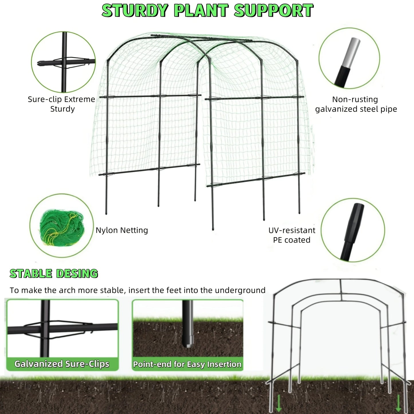 Tall Garden Arch Trellis for Climbing Plants, 87in Tall  Plant Support Trellis Archway for Climbing Vine Vegetable/Fruit