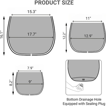 Large Outdoor Planter, 17.7"+13"+9.1" Dia Round Weathered Concrete Planter Set of 3, Flower Pots with Drainage Holes and Sealing