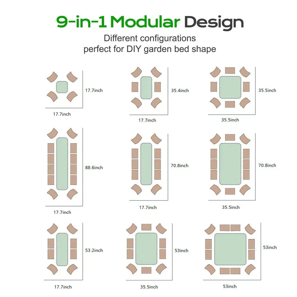 17'' Tall 9-in-1 Oval Garden Bed Large Galvanized Raised Planter Box Herb