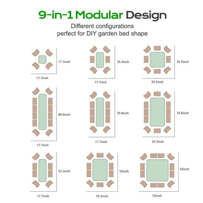 17'' Tall 9-in-1 Oval Garden Bed Large Galvanized Raised Planter Box Herb