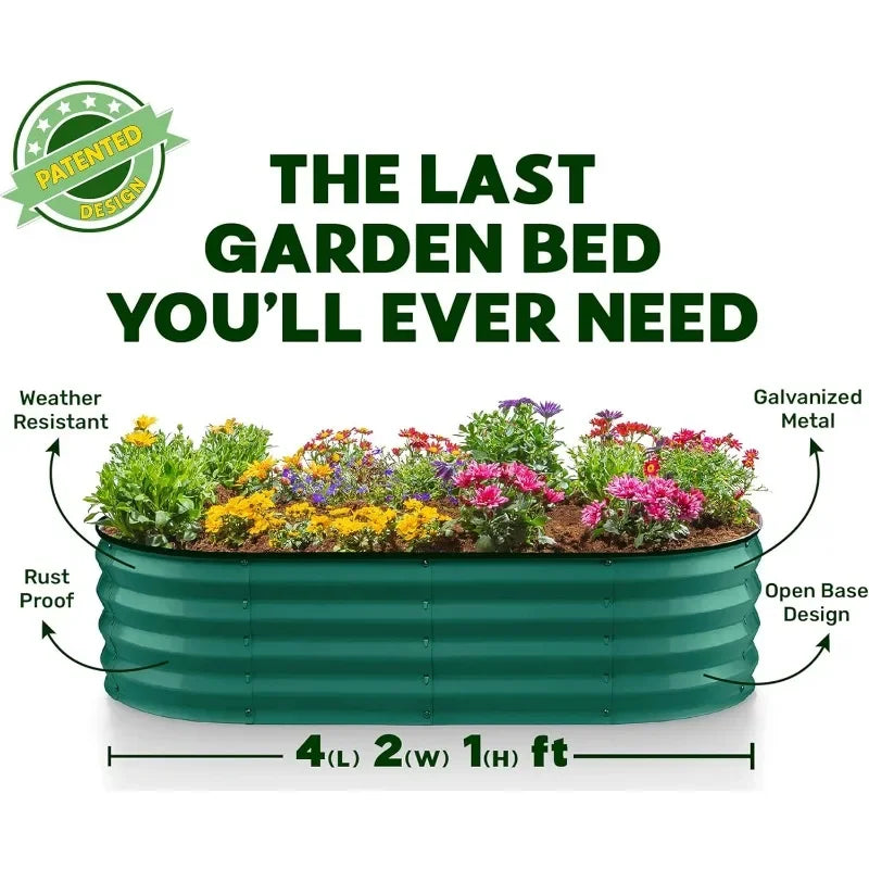 Galvanized Raised Garden Beds Outdoor // 4×2×1 ft Planter Raised Beds for Gardening, Vegetables, Flowers // Large Metal Gard