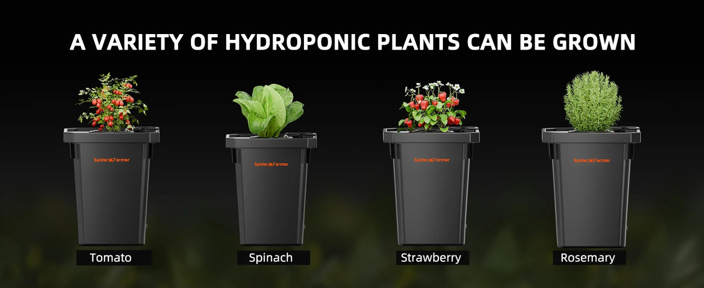 Spider Farmer 7-Gallon DWC Hydroponic System Grow Kits + Air Pump with 4 Buckets