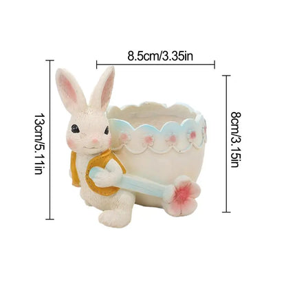 Cute Cartoon Rabbit Plant Pot Easter Decorative FlowerPot Mini Resin Rabbit Planter Cactus Succulent Container Home Garden Decor