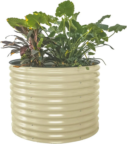 32" Tall 42" Round Raised Garden Bed Raised Bed Planter Box for Vegetables Flowers Patio-Pearl White