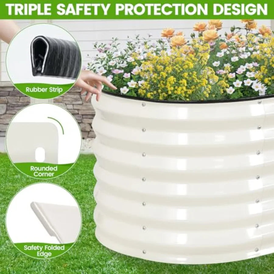 Galvanized Raised Garden Bed Outdoor 17'' Tall Planter Box Outdoor for Deep Root Plants 2Pcs Raised Bed Kit for Gardening with